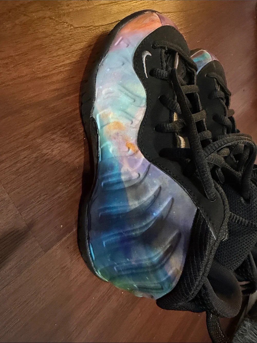 Nike Kids Black Sneakers with Purple and Teal Accent